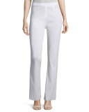 Boot-Cut Knit Pants, White