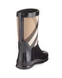 Rainmoor Check Rubber Rainboot, Black, Youth