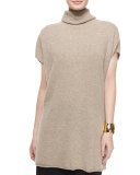 Short-Sleeve Cashmere Turtleneck Sweater 