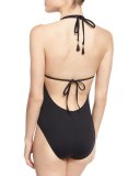 Geometric-Print Plunge One-Piece Swimsuit
