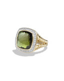Albion Ring with Green Orchid and Diamonds in Gold, Size 6