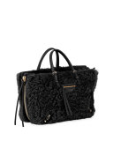 Papier A6 AJ Zip-Around Shearling Fur Tote Bag, Black