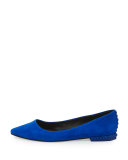 Fallon Leather Studded-Heel Flat, Deep Sapphire
