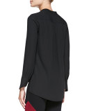 Jaklyn Drape-Front Blouse, Black