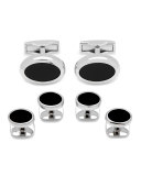 Onyx Stone Cuff Links & Stud Set