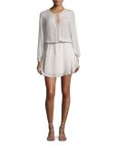 Titti Long Sleeve Keyhole Mini Dress, Silver