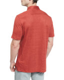 Linen Short-Sleeve Polo Shirt, Red