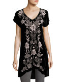 Nova Embroidered Velvet Long Tunic 