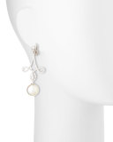 18K Pavé Diamond & Pearl Scroll Earrings