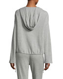 Waffle-Knit Cotton-Blend Hoodie, Light Gray