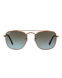 Men's Square Double-Bridge Sunglasses, Bronze/Copper