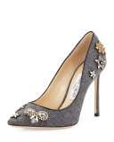 Romy Crystal Flannel 100mm Pump, Gray