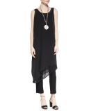 Sleeveless Asymmetric Knee-Length Dress, Black
