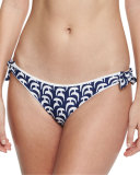 Enna Sailboat-Print Swim Bottom, Navy