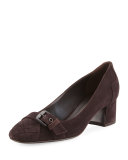 Suede Buckle-Toe 45mm Pump, Espresso