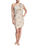 Fern Printed Sarong, White/Natural