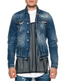 Bleach-Dipped Slim-Fit Denim Jeans, Blue
