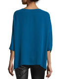 Elsi 3/4-Sleeve V-Neck Silk Top