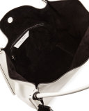 Medium Soft Leather Tote Bag, White