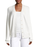 Cashmere Oversized Raglan Cardigan, White