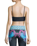 Wingspan Strappy-Front Sports Bra, Black