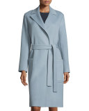 Long Wool-Blend Felt Wrap Coat, Cirrus