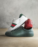 New Ace Leather Low-Top Sneaker, White/Red/Green