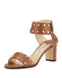 Veto Studded Leather 65mm Sandal, Canyon/Gold
