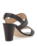 Khan Leather Double-Band Sandal, Black