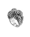 Classic Chain Silver Braided Ring, Large