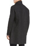 Wool-Blend Knit Crombie Coat
