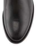 Oralie Leather Stretch Knee Boot, Black