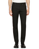 Regimental Skinny Jeans w/Contrast Piping, Black