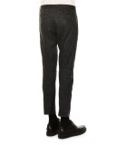 Tonal-Check Wool Biker Pants, Charcoal