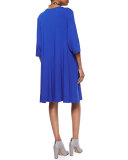 V-Neck Shaped 3/4-Sleeve Dress, Women's