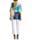 Straight-Leg Cropped Pants, White 