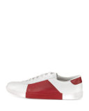 Colorblock Vitello Low-Top Sneaker, White/Red