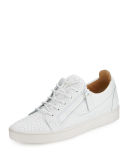Men's Croc-Embossed Leather Low-Top Sneaker