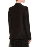 One-Button Boxy Tuxedo Jacket, Black