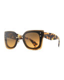 Square Butterfly Sunglasses w/ Overlay Lenses