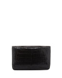Crocodile Clutch Bag with Strap, Black