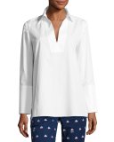 Tatum Long-Sleeve Cotton Tunic, White