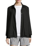 Techno Cotton Drawstring-Hem Blouse, Caviar