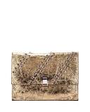 Large Metallic Leather Lunch Bag, Gold