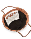 Market Suede Braided Tote Bag, Saddle