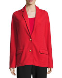 Two-Button Long Pique Blazer, Classic Red, Plus Size