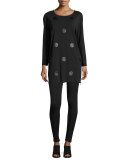 Long-Sleeve Leather-Dot Tunic 