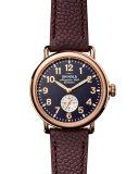 41mm Runwell Men's Textured Leather Watch, Rose Golden/Oxblood