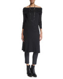 Slim-Leg Monili-Trim Cropped Pants, Anthracite