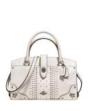 Mercer 24 Bandana-Rivets Satchel Bag, Dark Gunmetal/Chalk